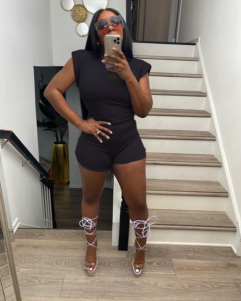 Solid T Shirt And Shorts Two Piece Sets XYF 9136