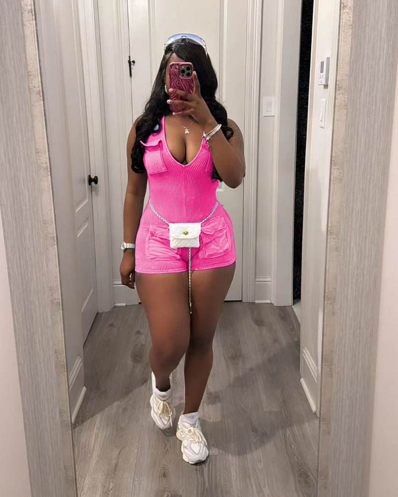 Casual V Neck Sleeveless Romper TR 1313