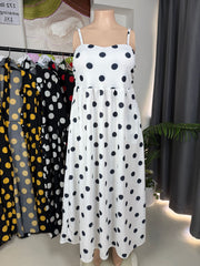 Plus Size Polka Dot Print Sling Maxi Dress GAWE 6759