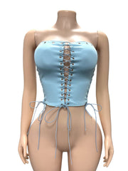 Solid Color Halterneck Bandage Tops GFCF 1445
