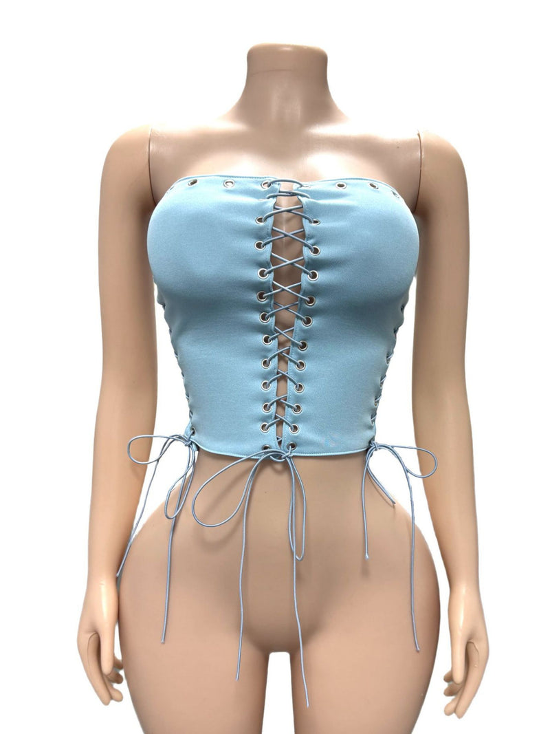 Solid Color Halterneck Bandage Tops GFCF 1445
