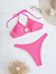 Solid Sexy Lace Up Swimsuit 2 Piece Set CASF 6545