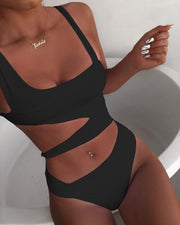 Sexy Hollow Out Bikini One Piece Swimsuit CASF 8971