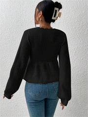 Tie Up Ruffles Knits Sweater GZYF 1058