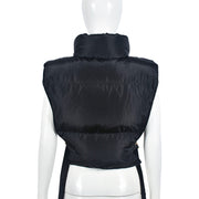 Zipper Stand Collar Bandage Vest Coat GNZD 9620TD