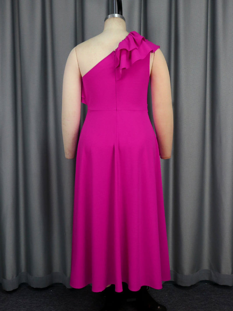Plus Size Single Shoulder Hot Drill Maxi Dress GKEN AM041037