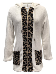 Casual Fleece Leopard Patchwork Hooded Coats OMY 12022