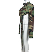 Camouflage Print Sexy Waistless Irregular Coat GNZD 7978TG