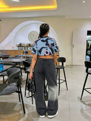 Plus Size Patchwork Straight Jeans GYLN 5912