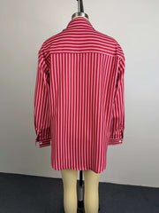 Stripe Long Sleeve Loose Shirt GCNE 75184