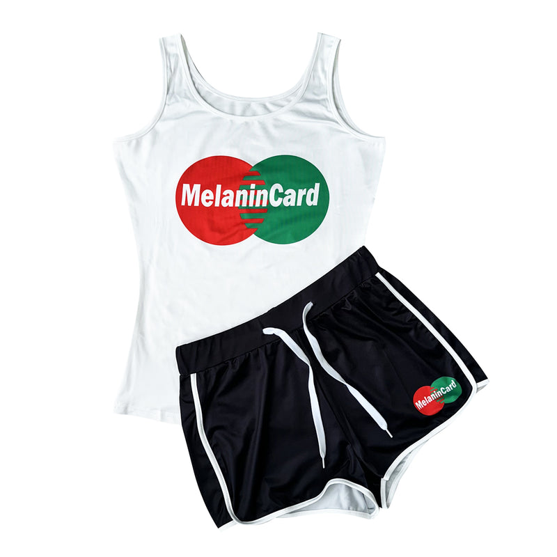 Casual Sports Print Tank Top And Shorts Two Piece Set SHD 9415