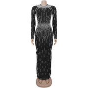 Hot Diamond Long Sleeve Maxi Dress BY 7767