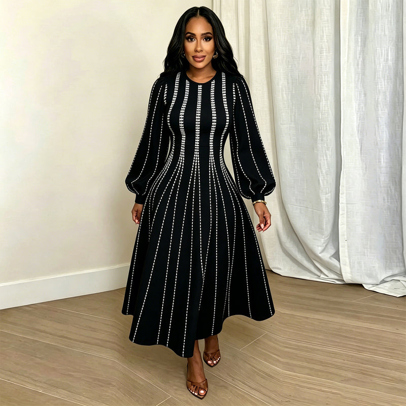 Long Sleeve Print Maxi Dress GQLK 6681