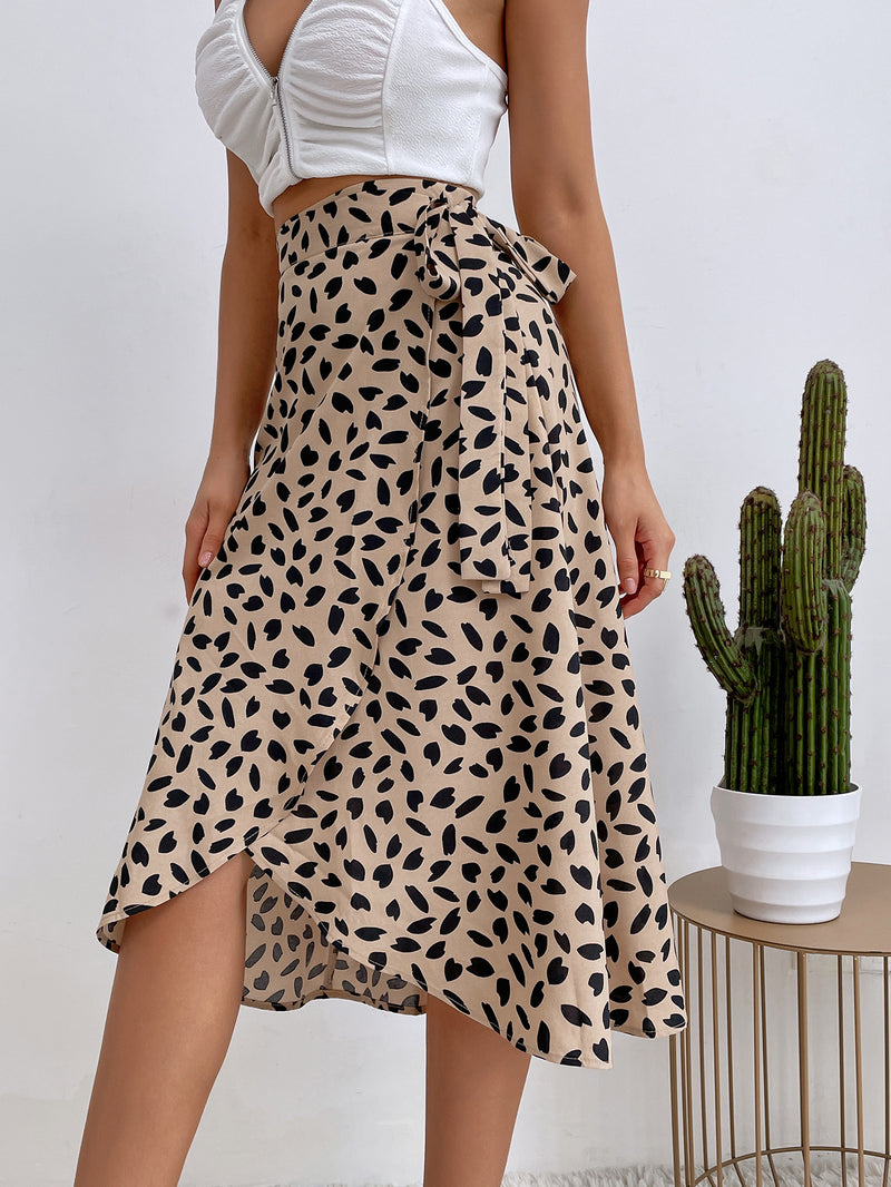 Tie Up Print Split Half Body Skirt GYXN 52379