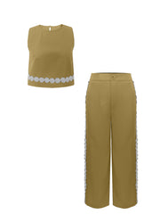 Plus Size Fashion Embroidered Tank Top and Pants Set ZDF 33518