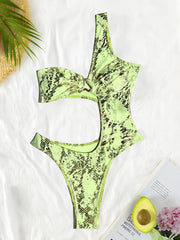 Solid Color Single Shoulder One Piece Swimsuit CASF 6787