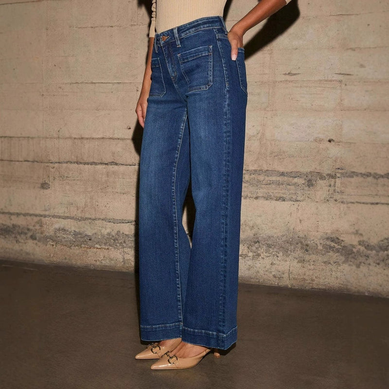 Solid Color Washed Staight Jeans XCFF 14165