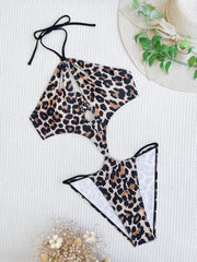 Leopard Print Bandage One Piece Swimsuit CASF 6511