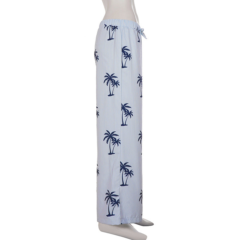 Coconut Tree Print Loose Pants GPKJ MR49450