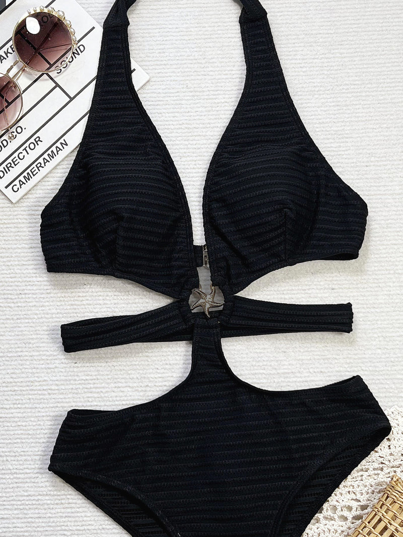 Sexy Tie Up Hollow Out One Piece Swimsuit CSYZ TM22R