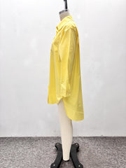 Solid Color Long Sleeve Loose Shirt GQZF 7111