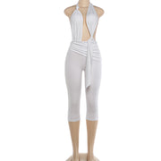 Solid Color Tie Up Backless Ronper XEF K6Q06471A