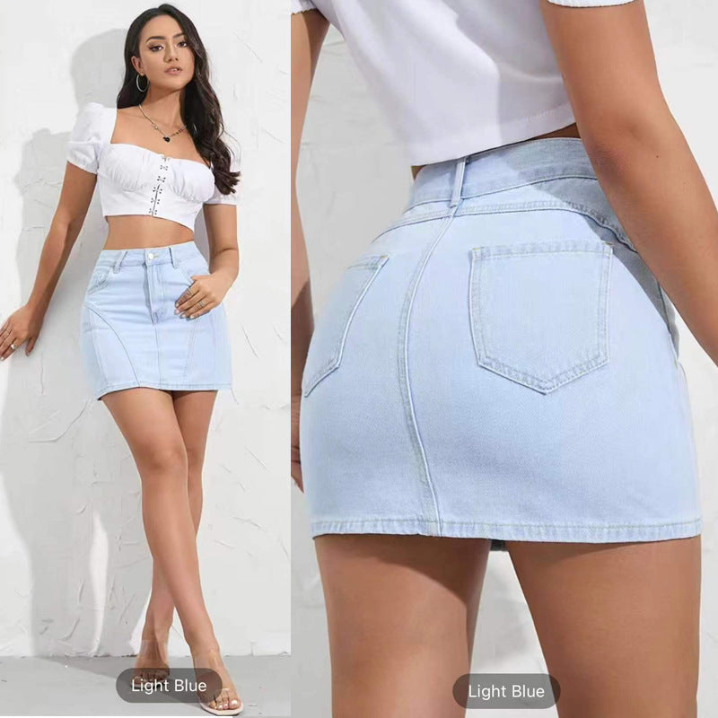 Fashion Solid Denim Half Body Skirt GKNF TS 2324