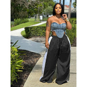 Contrast Color Patchwork Loose Casual Pant IV 8510