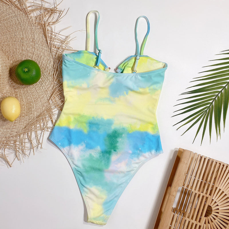 Tie Dye Cutout One Piece Swimsuit CSYZ B271