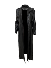 Lapel Button Warm Long Leather Coat LSD LD2271