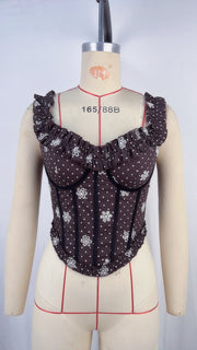 V Neck Polka Dot Printed Tank Top GPBY VE8576