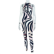 Print Hollow Out Sleeveless Jumpsuit GJYO 006230