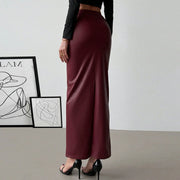 Retro Faux Leather Long Skirt GNZD 060165DBZ