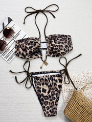 Laopard Print Tie Up Bikinis Swimsuit 2 Piece Set CSYZ TM20HY
