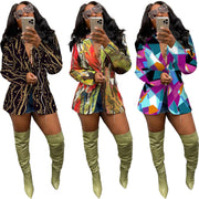Casual Print Long Sleeve Blazer XMY 9393