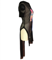 High Slits Black Mesh Smock Cardigan BN 9069