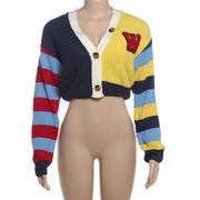 Colorful Letter Print Knits Short Coat DLSF W24L52789