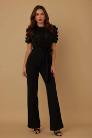 Short Sleeve Patchwork Wide Leg Jumpsuit OSM 4504