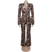 Leopard Print V Neck Jumpsuit BY 7586