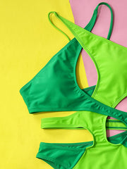 Sexy Hollow Out Contrast Color One Piece Swimsuit CSYZ 28
