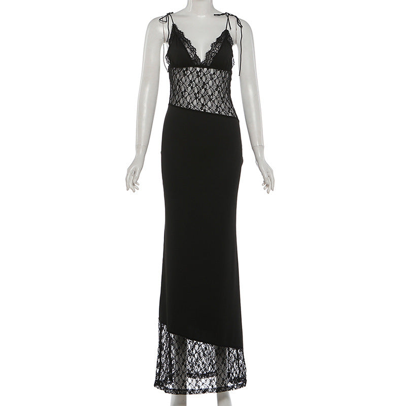 Sexy Mesh Patchwork Lace Maxi Dress GYME K6D04091A