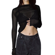 Long Sleeve Round Neck Thin Knit Top GBLH 9853