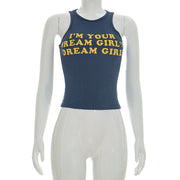 Letter Print Sleeveless Tank Tops GSZM D26TP078