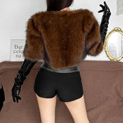 Solid Color Half Sleeve Plush Coat XEF K25C84113