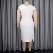 Plus Size V Neck Irregular Ruffles Midi Dress GKEN ADR051067