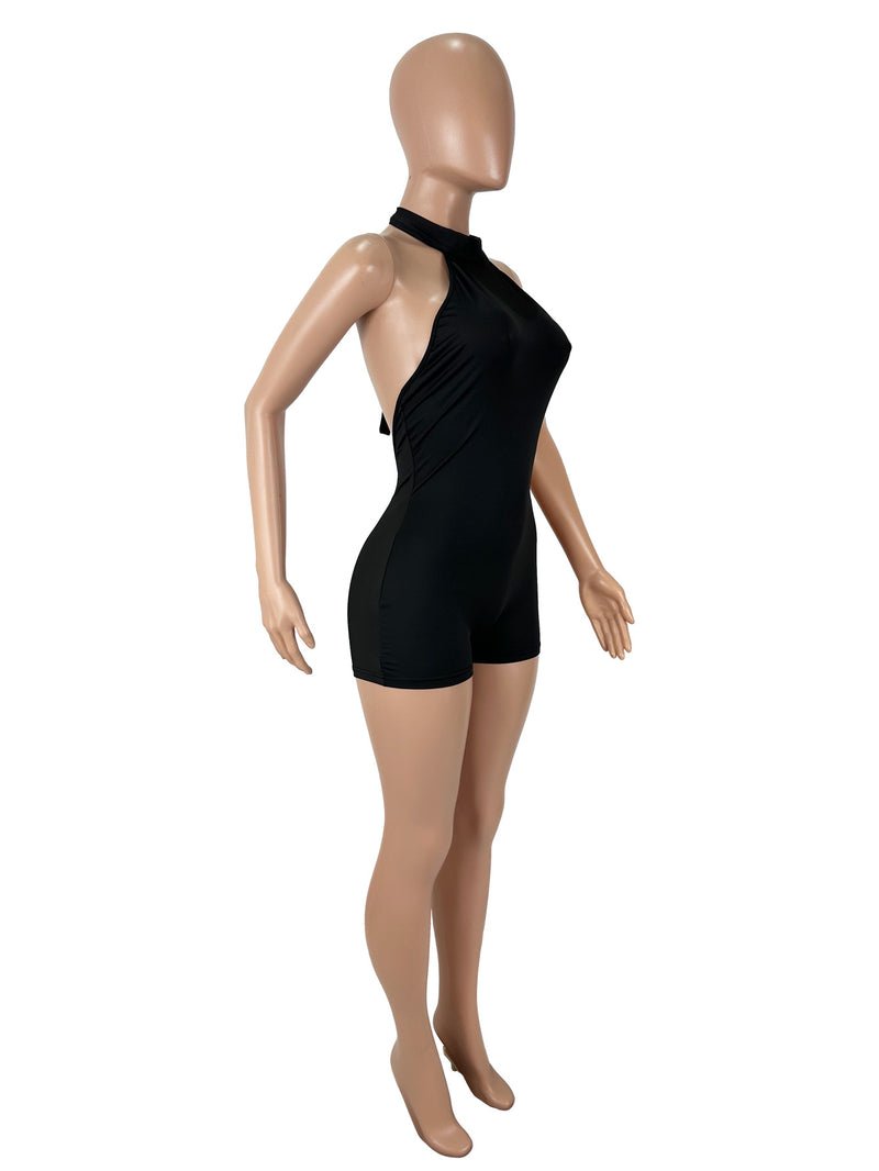 Sleeveless Backless Halterneck Romper SHD 9590