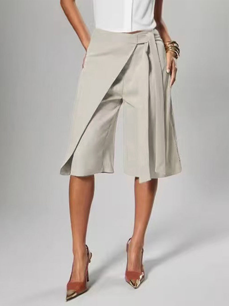 Solid Color Loose Wide Leg Fifth Pants CH 26200