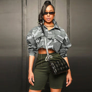 Camouflage Print Lapel Neck Short Coats SH 390421