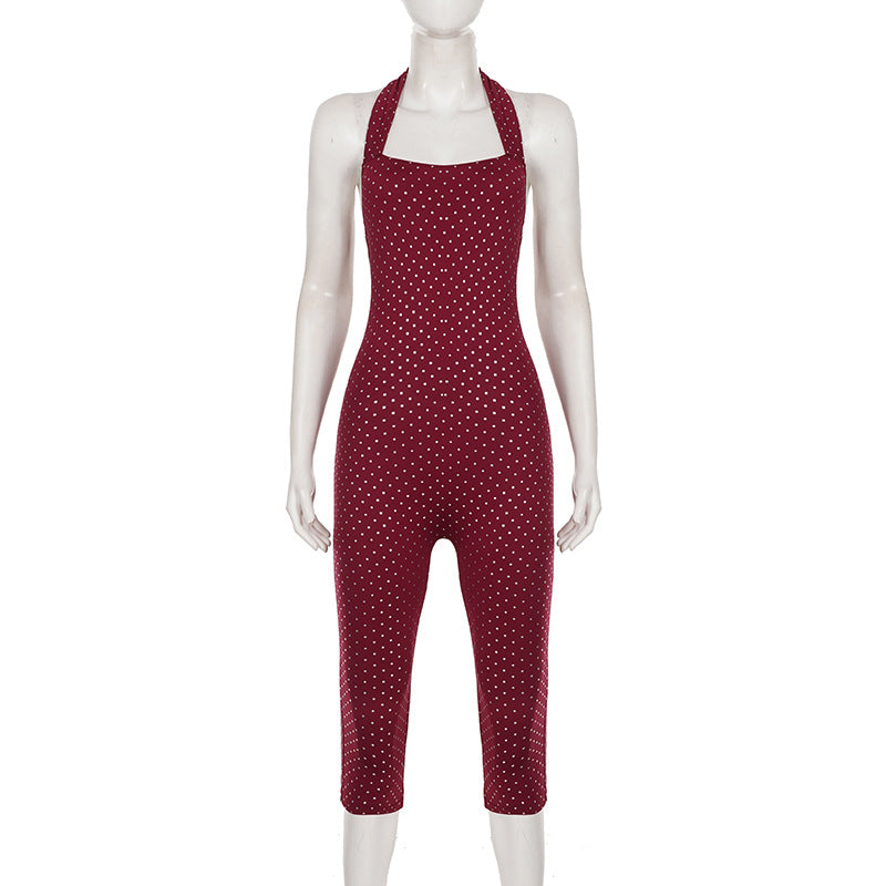 Hot Stamping Sequin Halterneck Backless Jumpsuit GPKJ MR50270