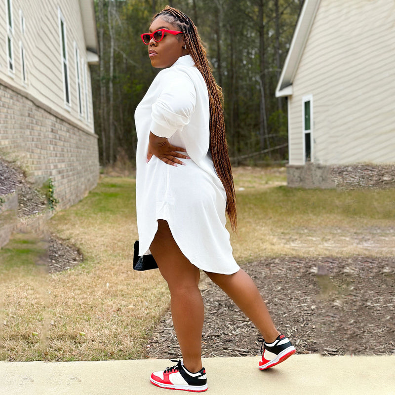 Plus Size Solid Color Long Sleeve Shirt BMF 0303